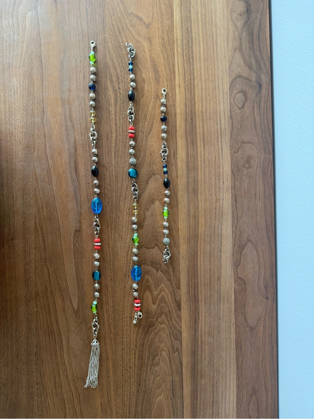 CAbi-Vintage Multicolor Beaded Tassel Necklace - Blue, Green, Red, Black, Gold. - Picture 4 of 4